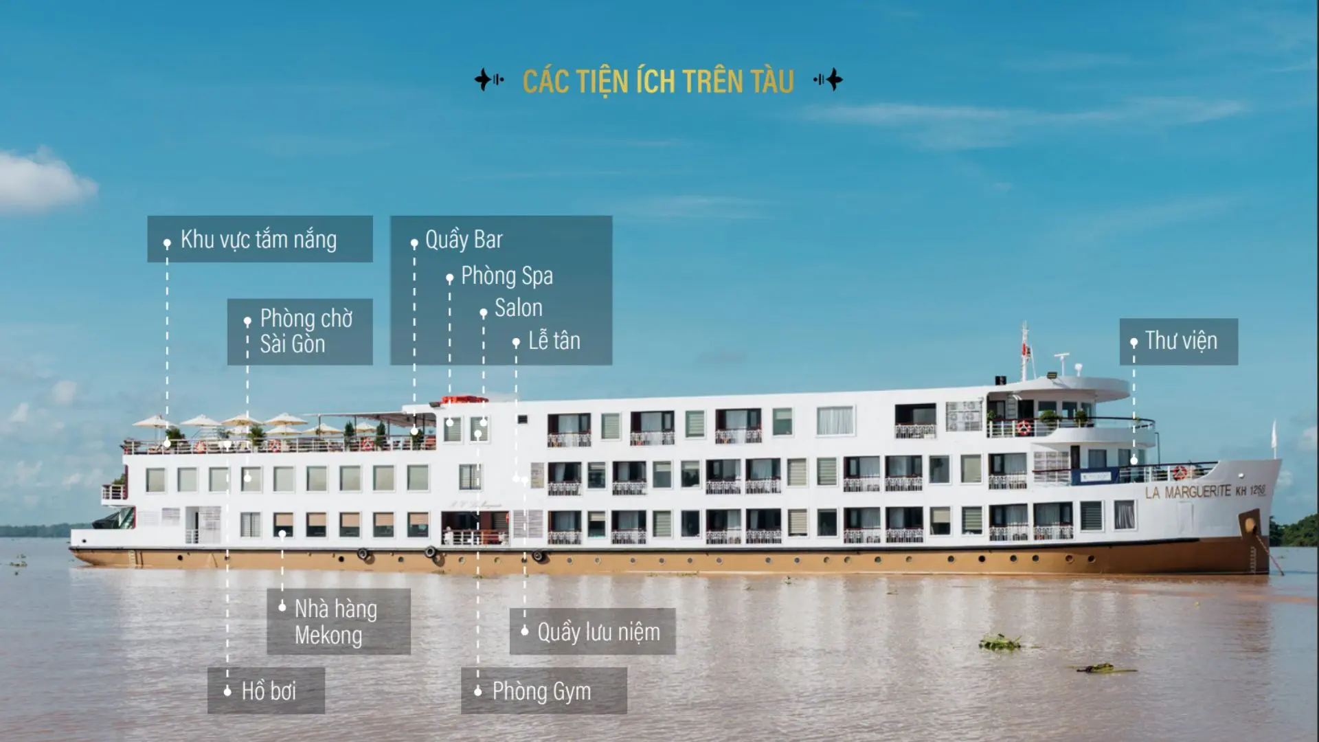 du thuyền MV La Marguerite đầy đủ tiện ích mang đến trải nghiệm du lịch khác biệt