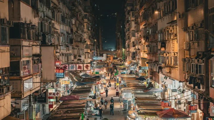 chợ đêm Mong Kok Hồng Kông nhìn từ trên cao