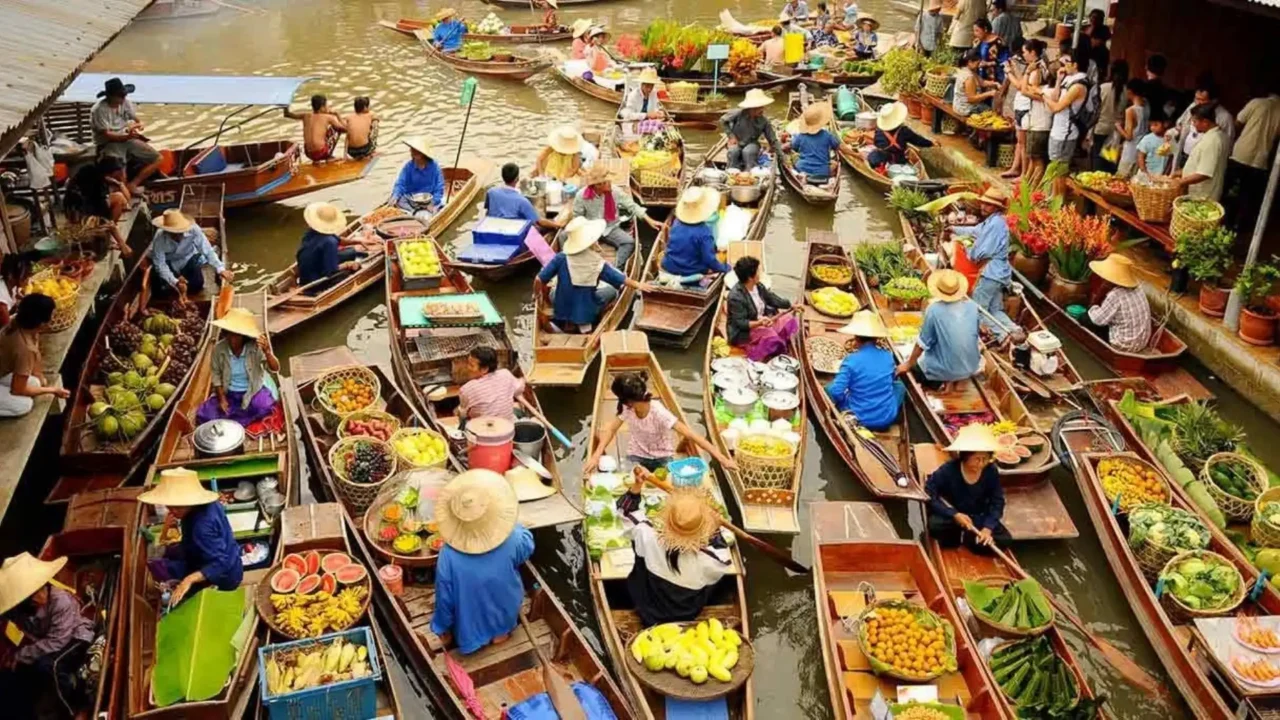 Chợ nổi 4 miền với những thuyền hàng đầy màu sắc