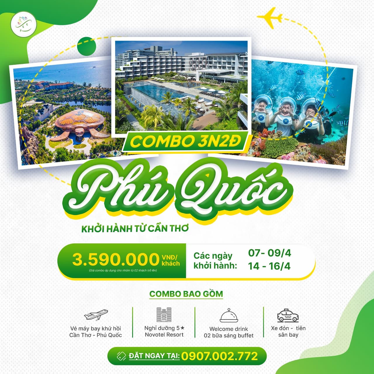 Combo Phú Quốc 3 ngày 2 đêm từ cần thơ tháng 4