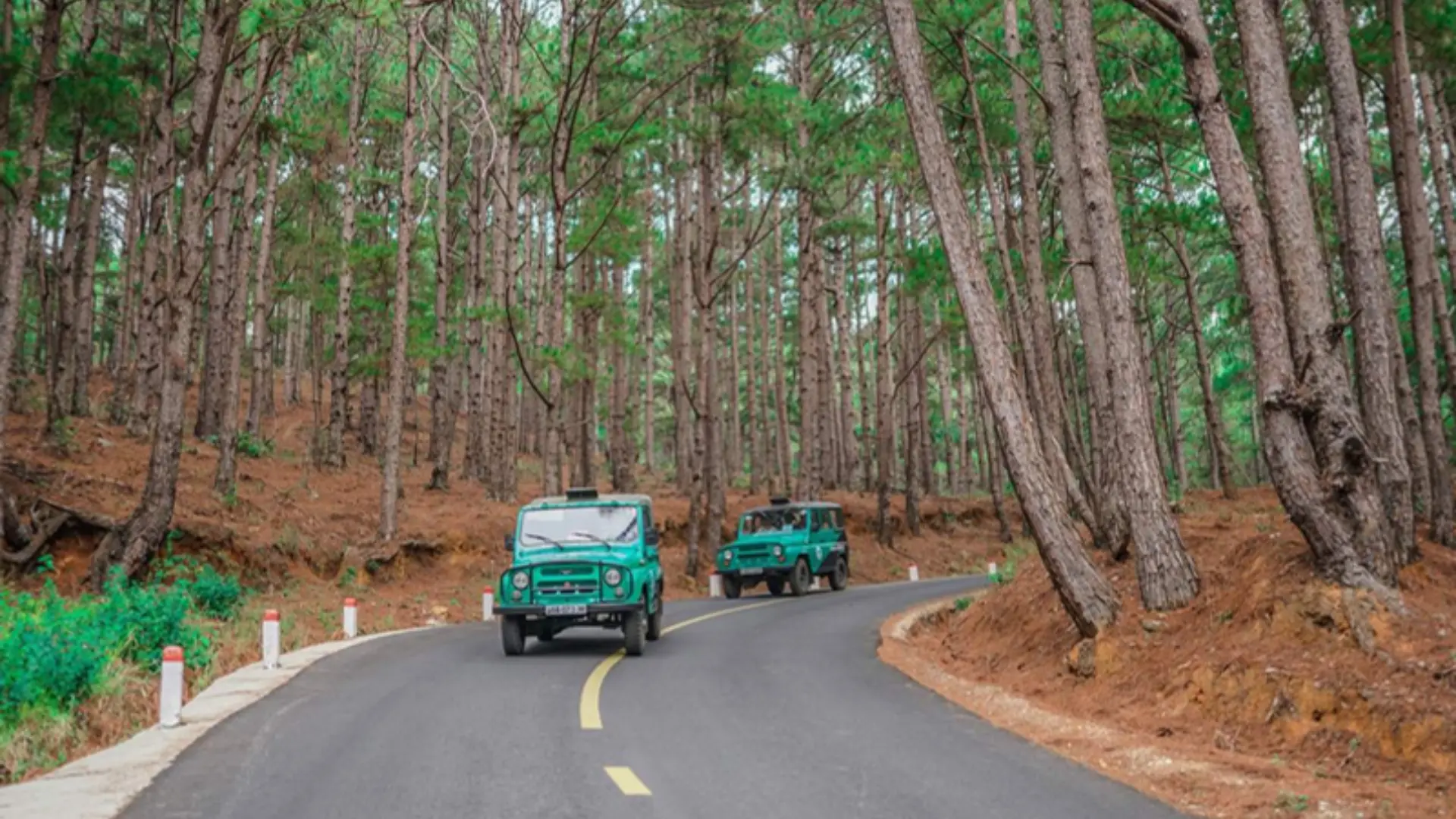 Xe Jeep đưa du khách lên đỉnh Núi LangBiang