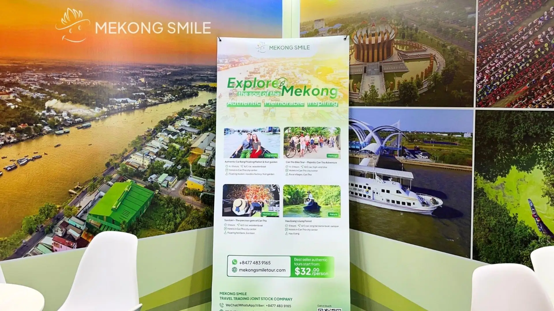 Standee đặc biệt của Nụ cười Mê Kông tại Hội chợ Du lịch quốc tế TP.HCM 2025