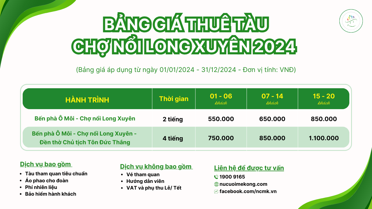 giá thuê tàu chợ nổi long xuyên 2024