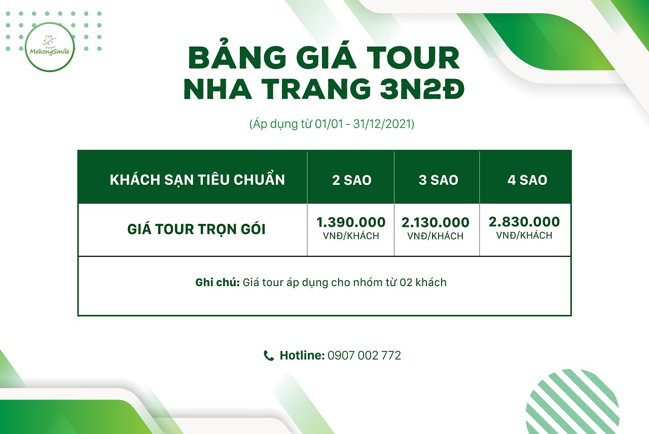 Giá tour du lịch Nha Trang 3 ngày 2 đêm