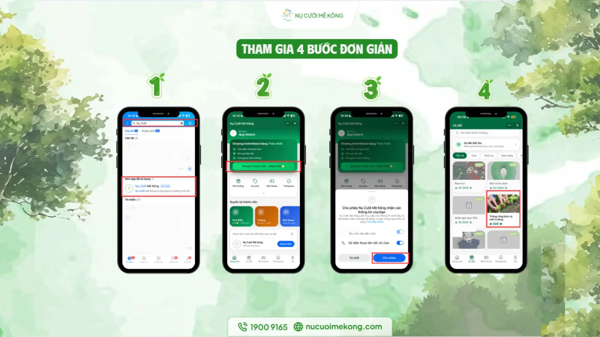 hướng dẫn đăng ký tham gia Trồng rừng ngập mặn Cù Lao Dung qua zalo app