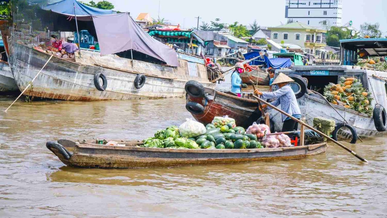 Khung cảnh mua bán trên chợ nổi Cái Răng