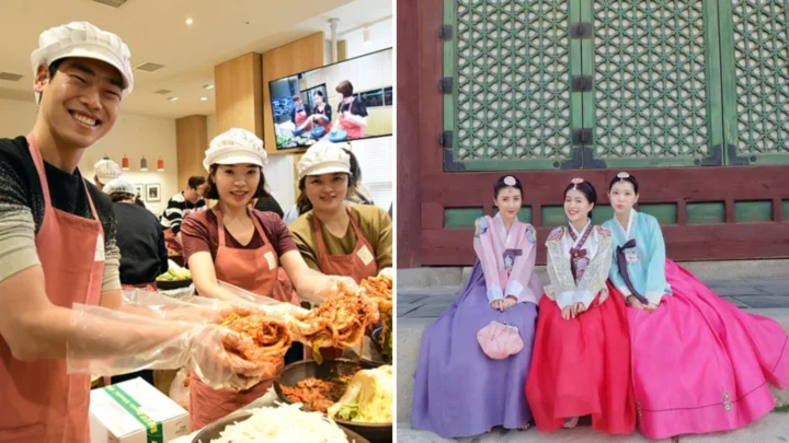 Du khách mặc Hanbok rực rỡ, cùng nhau làm Kimchi trong lớp học truyền thống