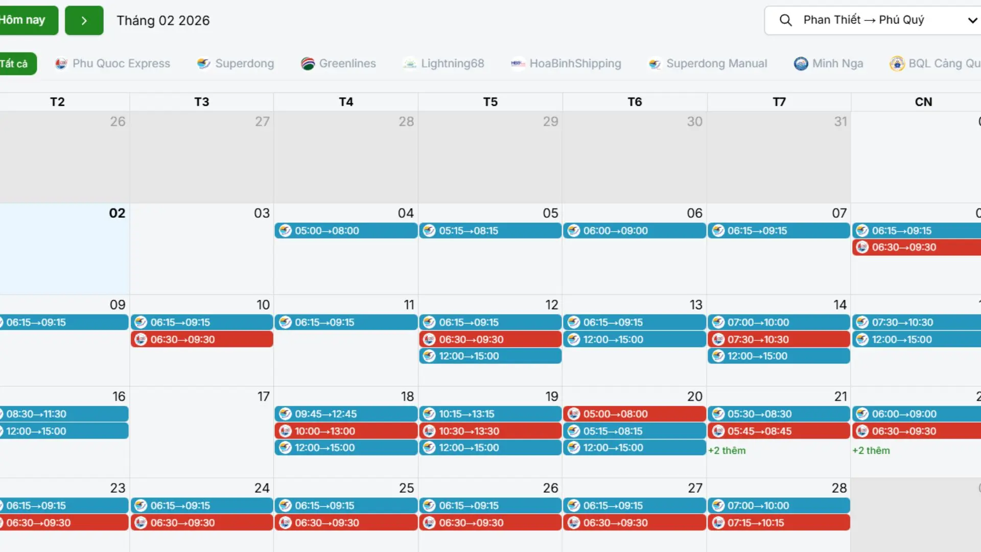 Lịch tàu, vé tàu Phan Thiết Phú Quý tháng 02/2026