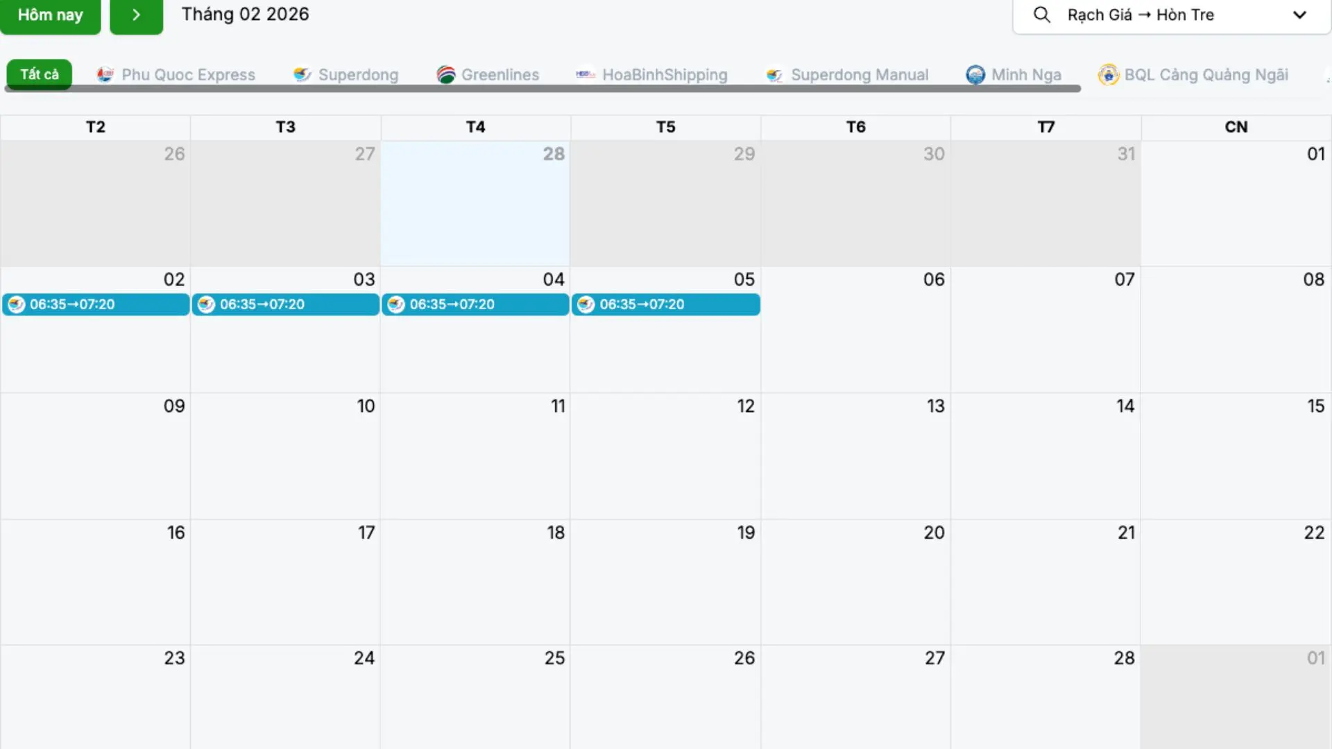 lịch tàu cao tốc rạch giá hòn tre cập nhật 2026