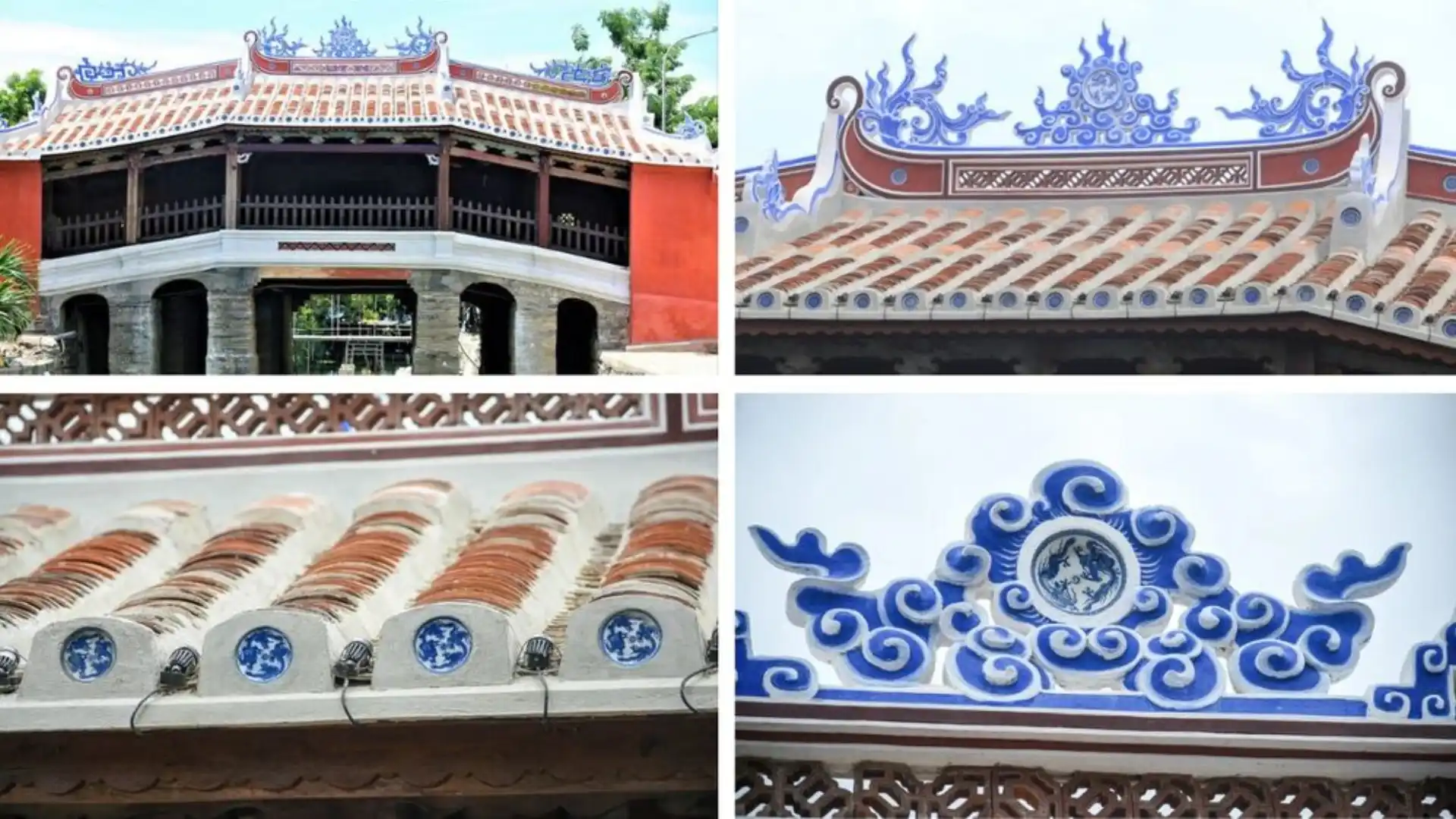 Hoa văn trên mái ngói Chùa Cầu Nhật Bản