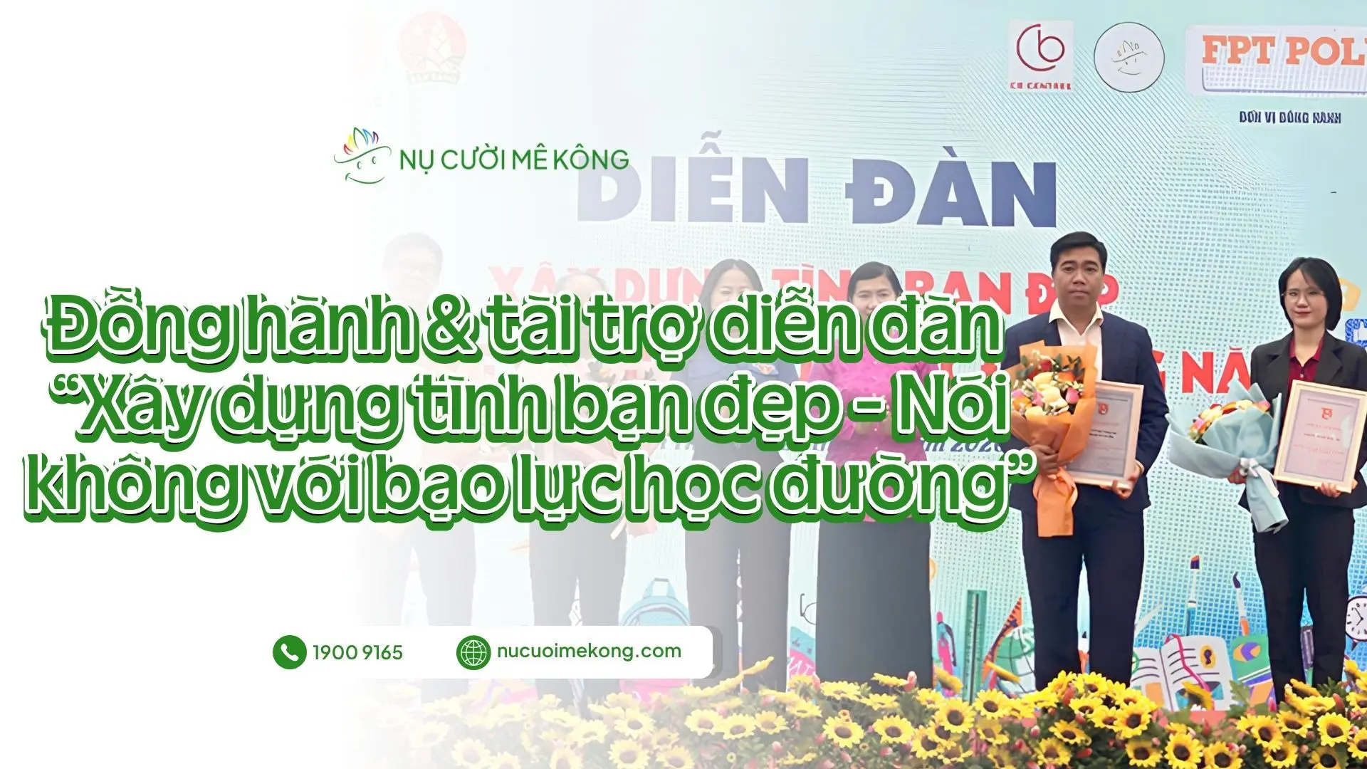 Banner diễn đàn Xây dựng tình bạn đẹp do Nụ Cười Mê Kông tài trợ tại Cần Thơ