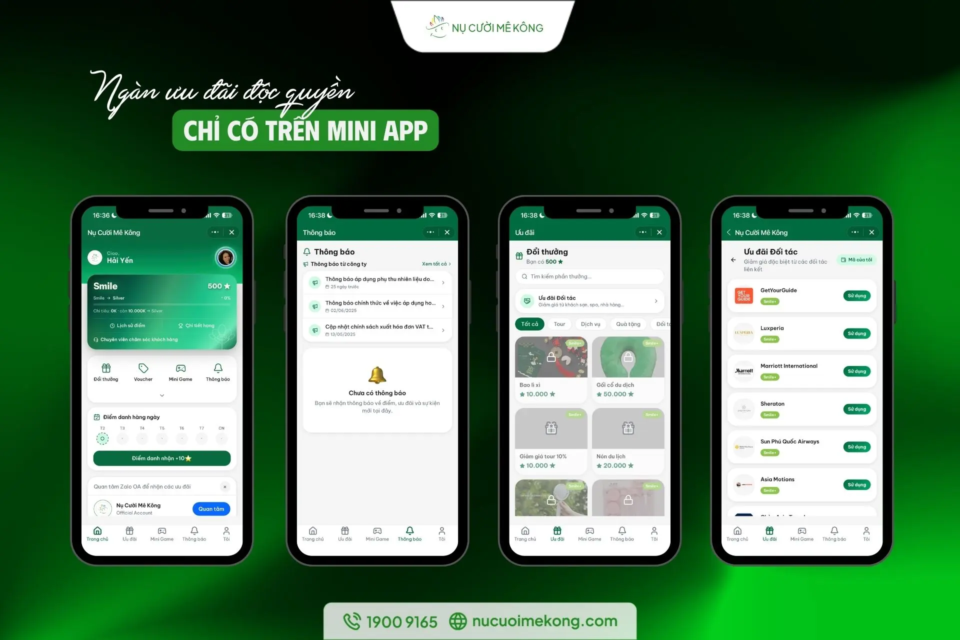 Danh sách đối tác và ưu đãi độc quyền trên Mini App Nụ Cười Mê Kông