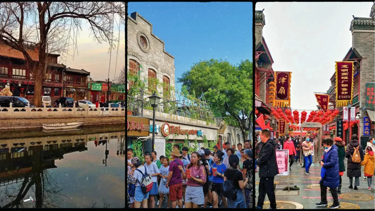 Khu phố bên hồ nhộn nhịp về đêm, nơi hội tụ các quán bar, trà quán và không khí trẻ trung hiện đại.