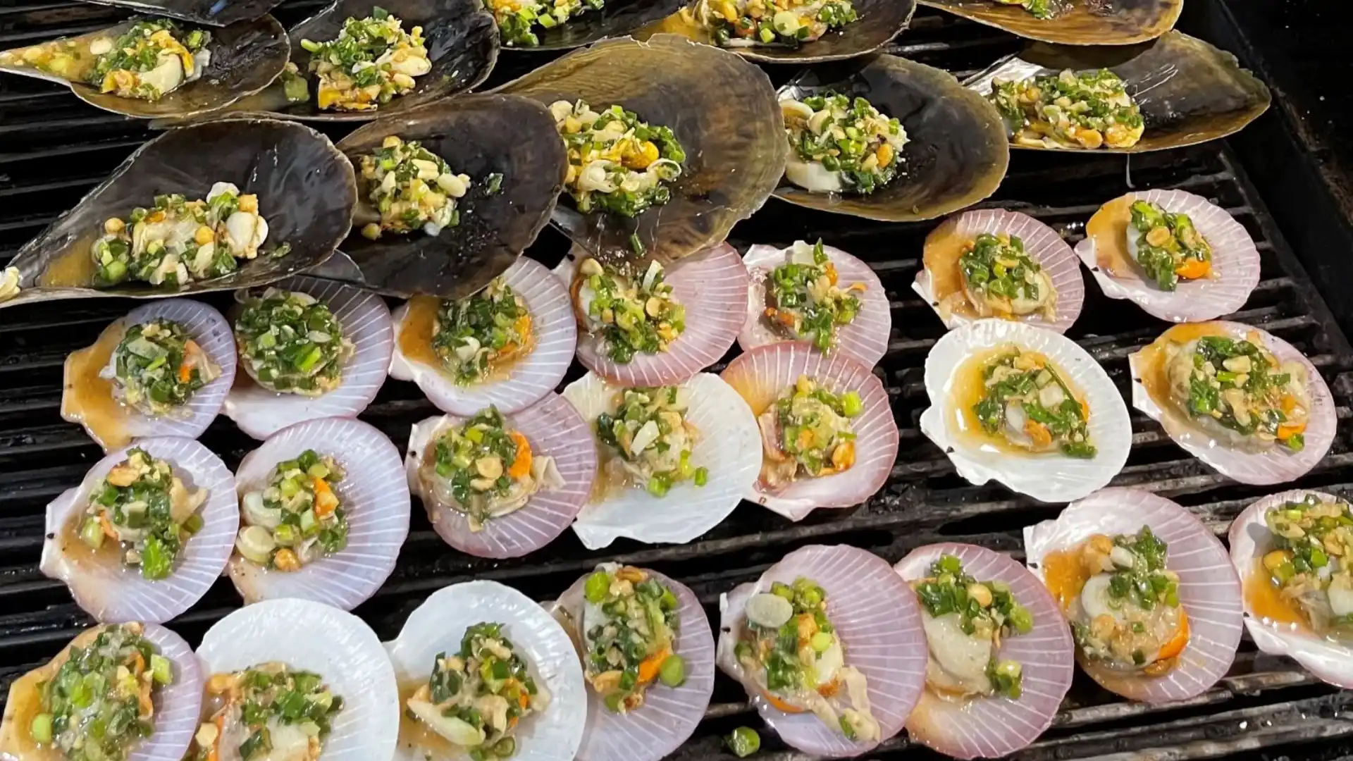 Sò điệp nướng than tại Con Sẻ Tre