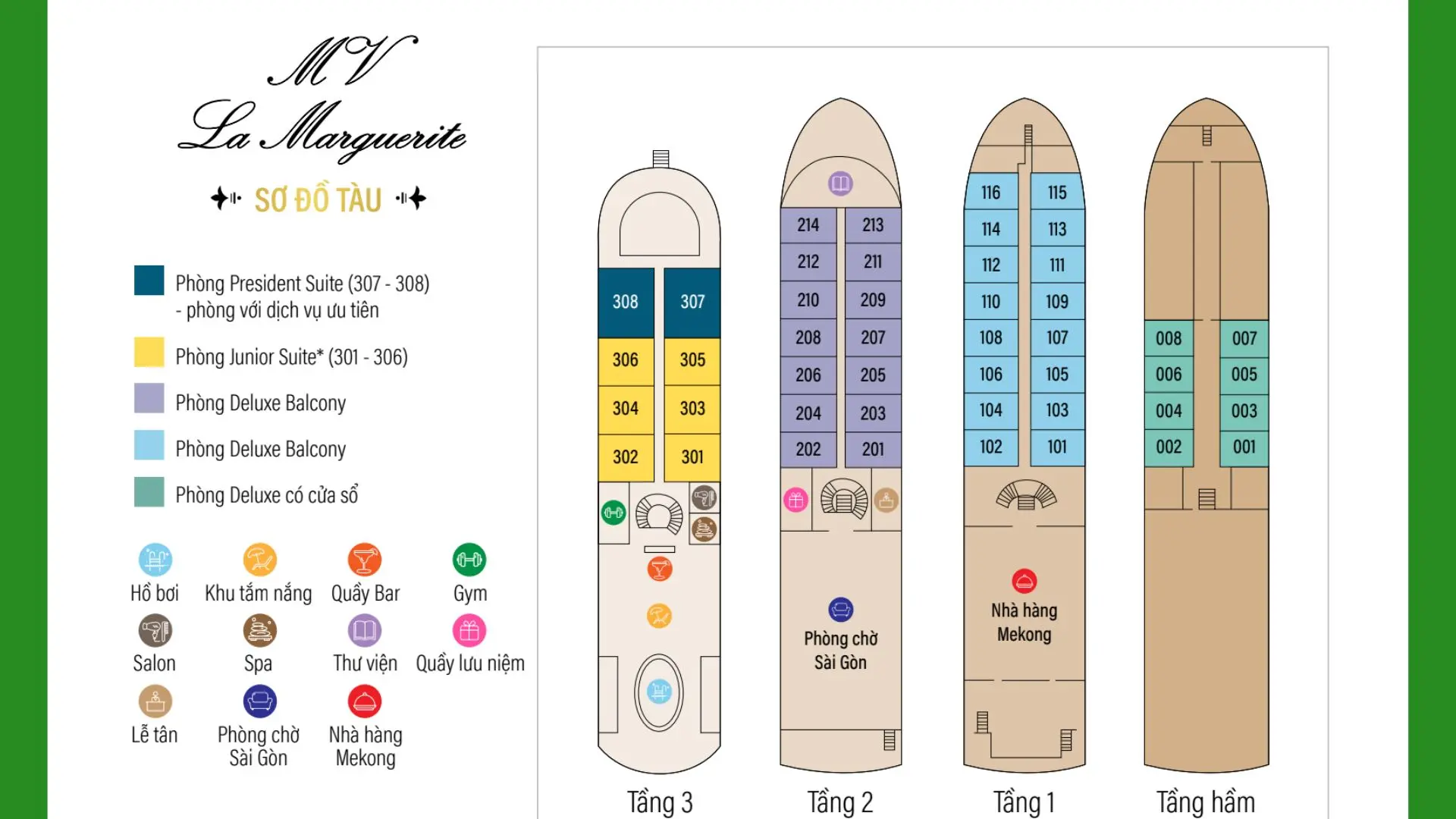 Sơ đồ du thuyền MV La Marguerite