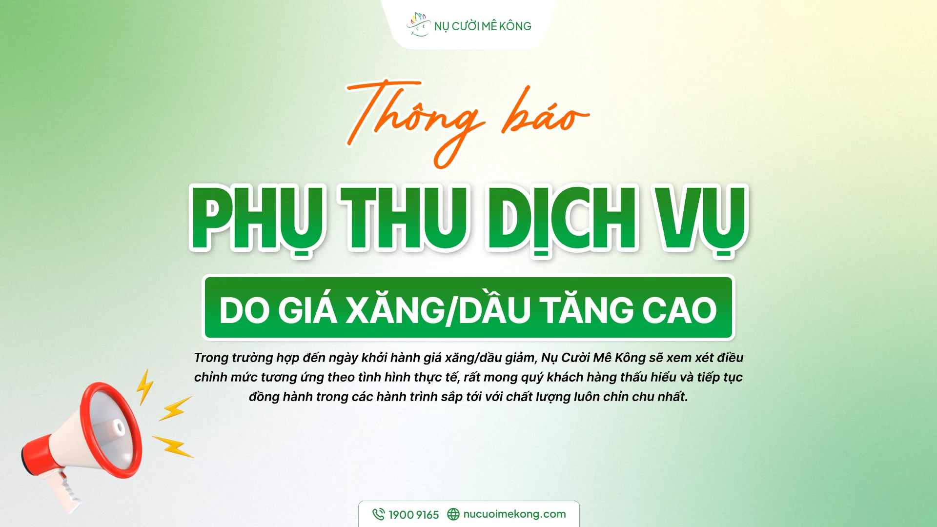Thông báo phụ thu nhiên liệu Nụ Cười Mê Kông