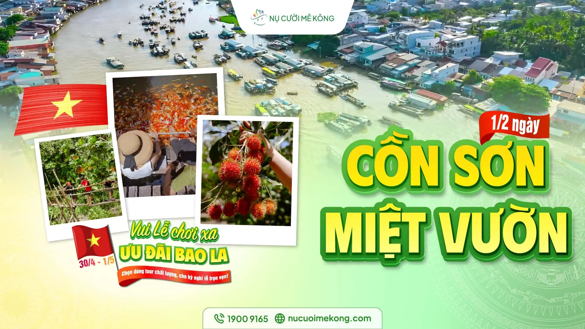 Tour Cần Thơ Cồn Sơn Land tour: đón tại bến đò Cô Bắc Nụ Cười Mê Kông
