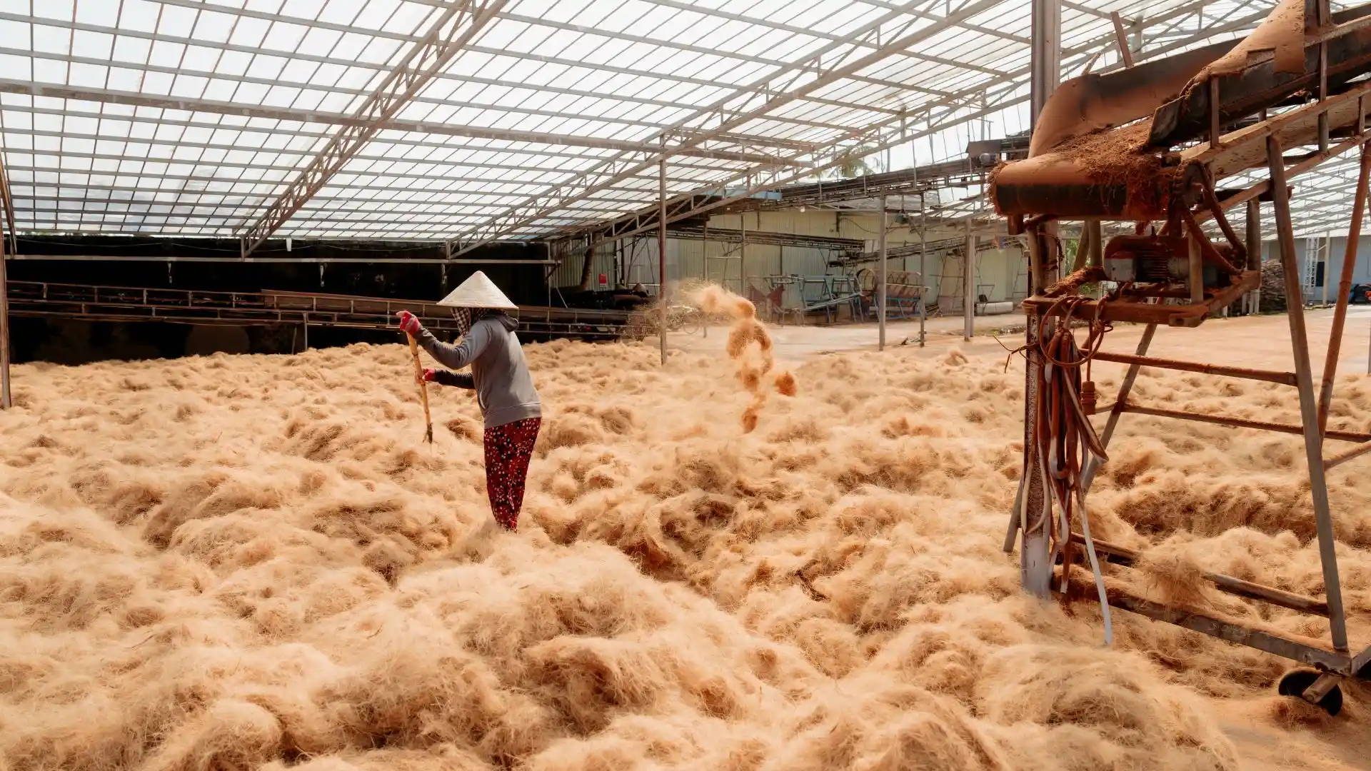 trải nghiệm làm xơ dừa trong tour du thuyền sông mekong