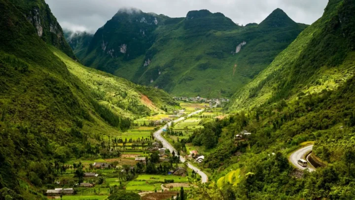Ruộng bậc thang Sủng Là uốn lượn theo sườn núi Hà Giang tour Nụ Cười Mê Kông