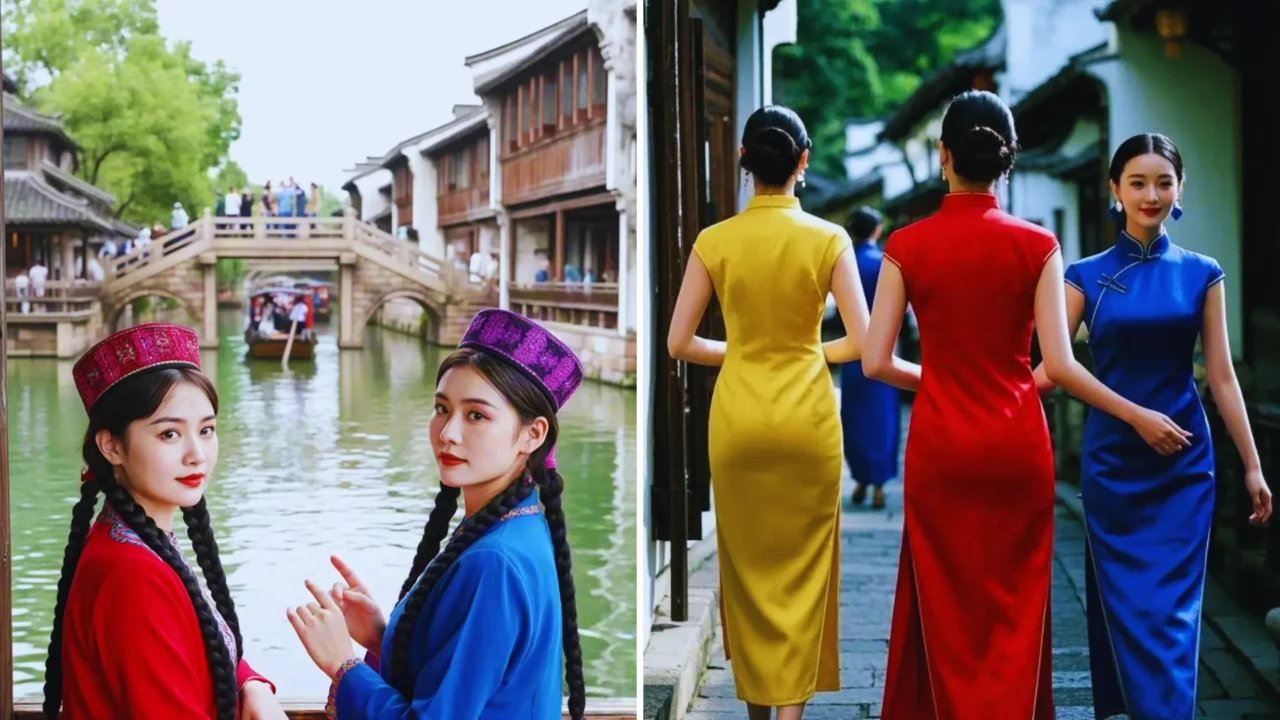 Người dân Ô Trấn trong trang phục truyền thống Trung Hoa