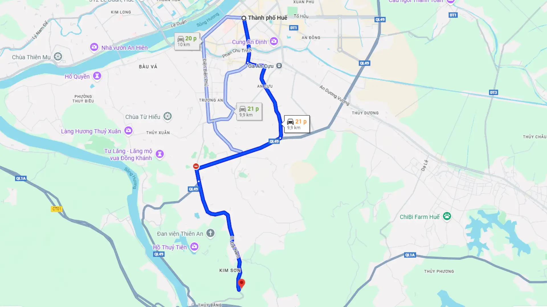 Vị trí Lăng Khải Định trên bản đồ