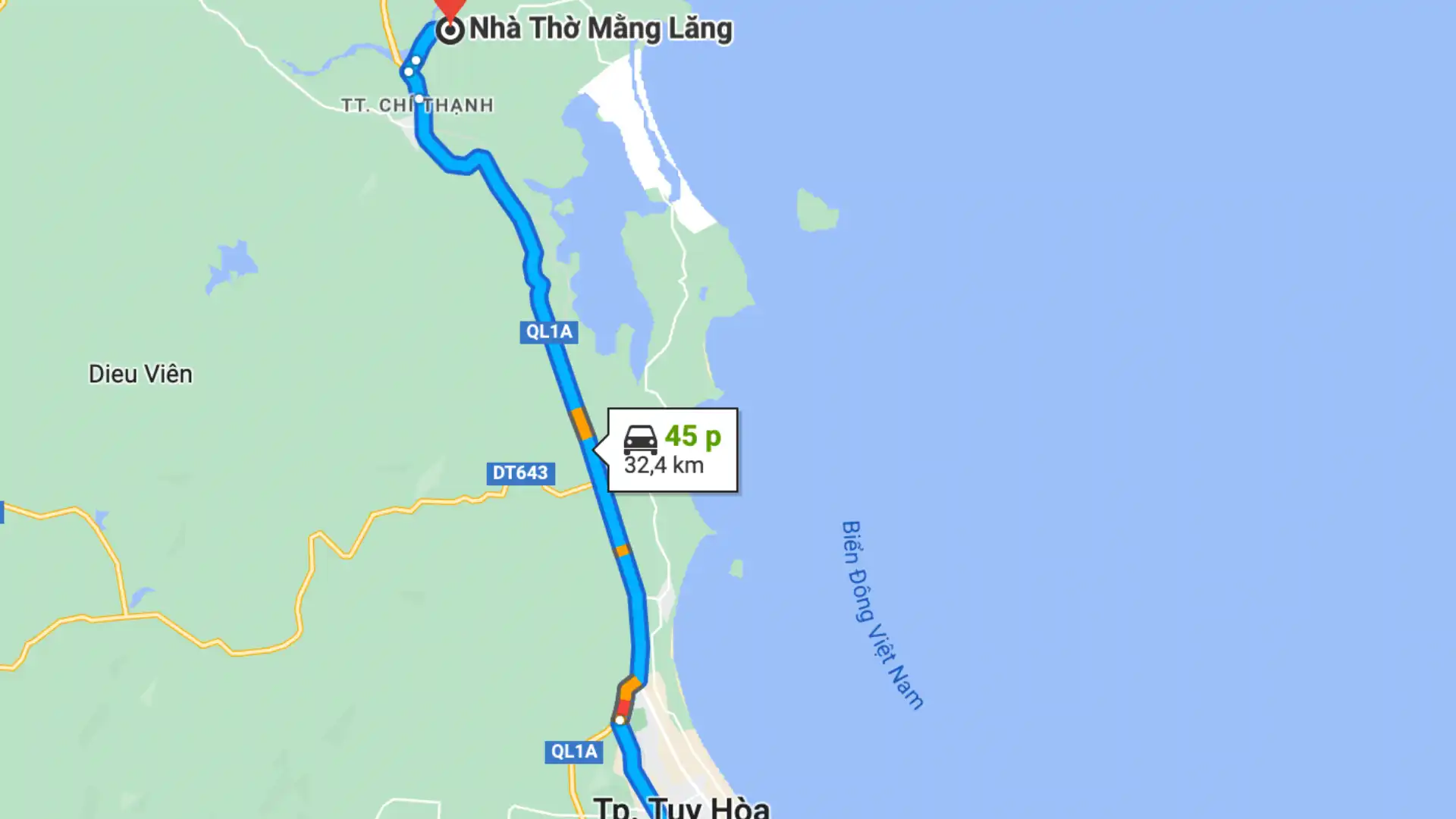 Vị trí Nhà thờ Mằng Lăng Tuy An trên bản đồ