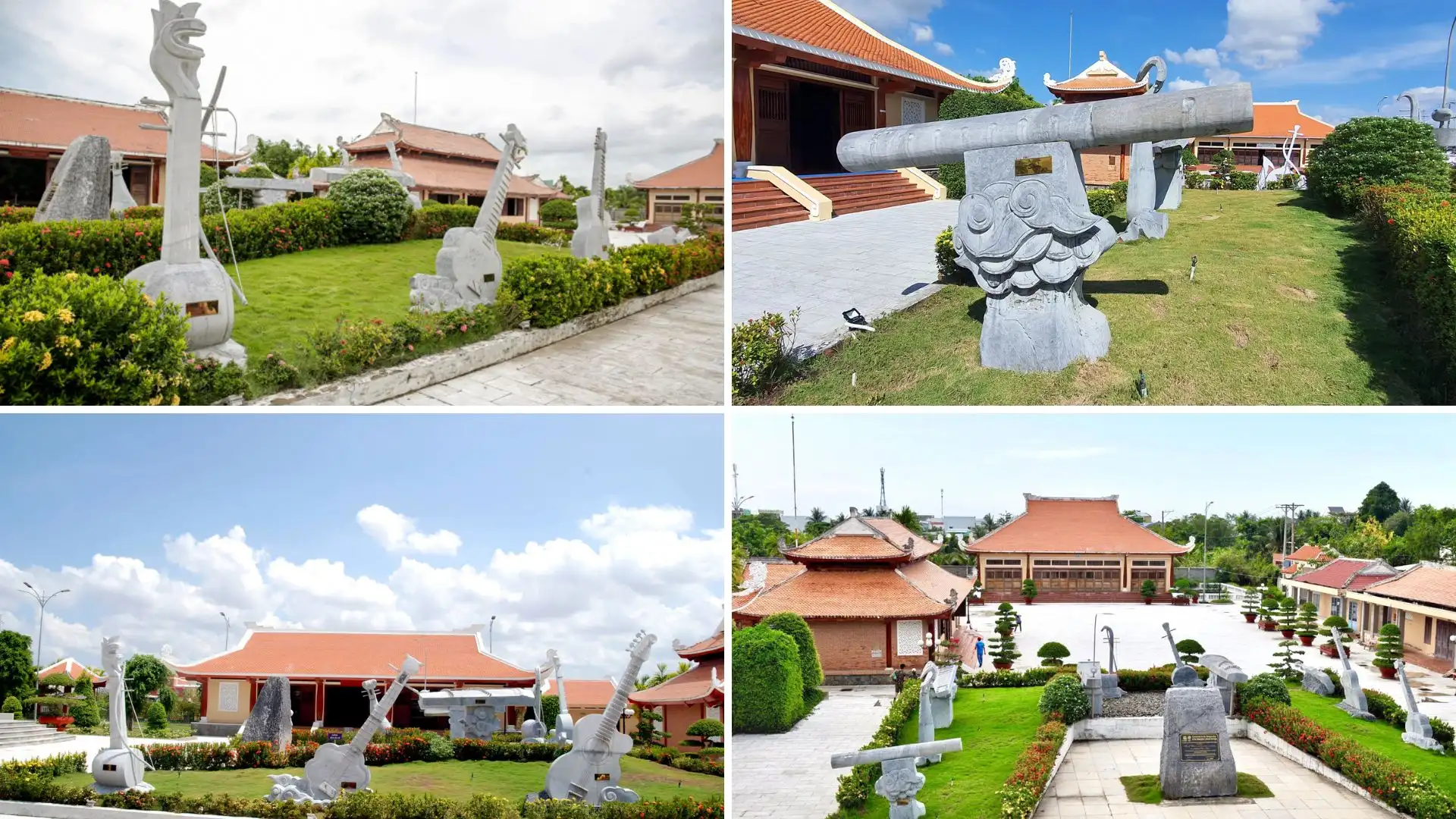 Vườn nhạc cụ bằng đá trong khu tưởng niệm nhạc sĩ Cao Văn Lầu